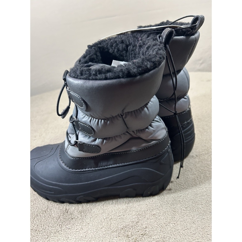 Member's Mark Youth Snow Boots Size 6B Black Gray Faux Fur Lined NWT - Picture 4 of 9